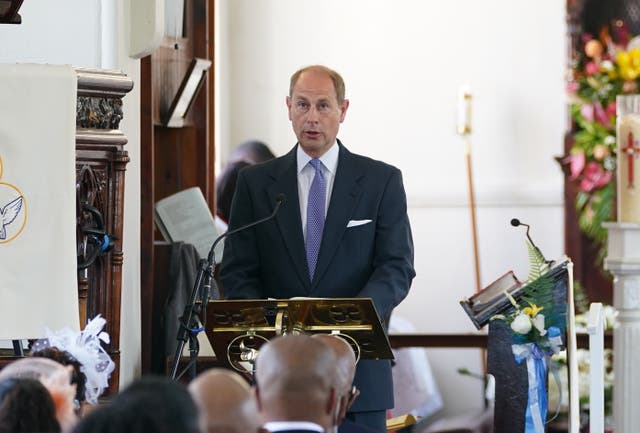 The Earl of Wessex speaks at a church service to mark The Queen’s Platinum Jubilee at Holy Trinity Anglican Church in St Lucia. Picture date: Sunday April 24, 2022.