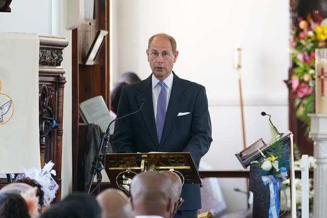 The Earl of Wessex speaks at a church service to mark The Queen’s Platinum Jubilee at Holy Trinity Anglican Church in St Lucia. Picture date: Sunday April 24, 2022.