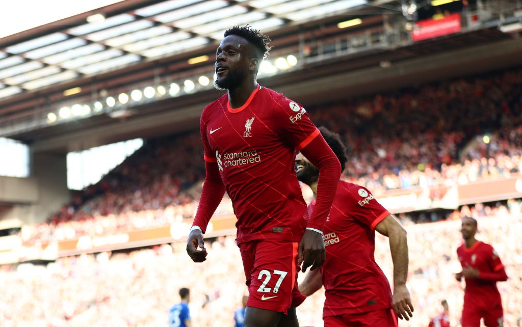 Origi celebrates his goal to clinch the points at Anfield