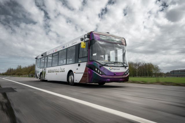 The UK’s first full-sized autonomous bus will take to the roads of Scotland for the first time (Stagecoach/PA)