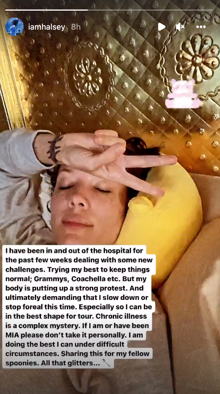 Halsey shares a health update on Instagram