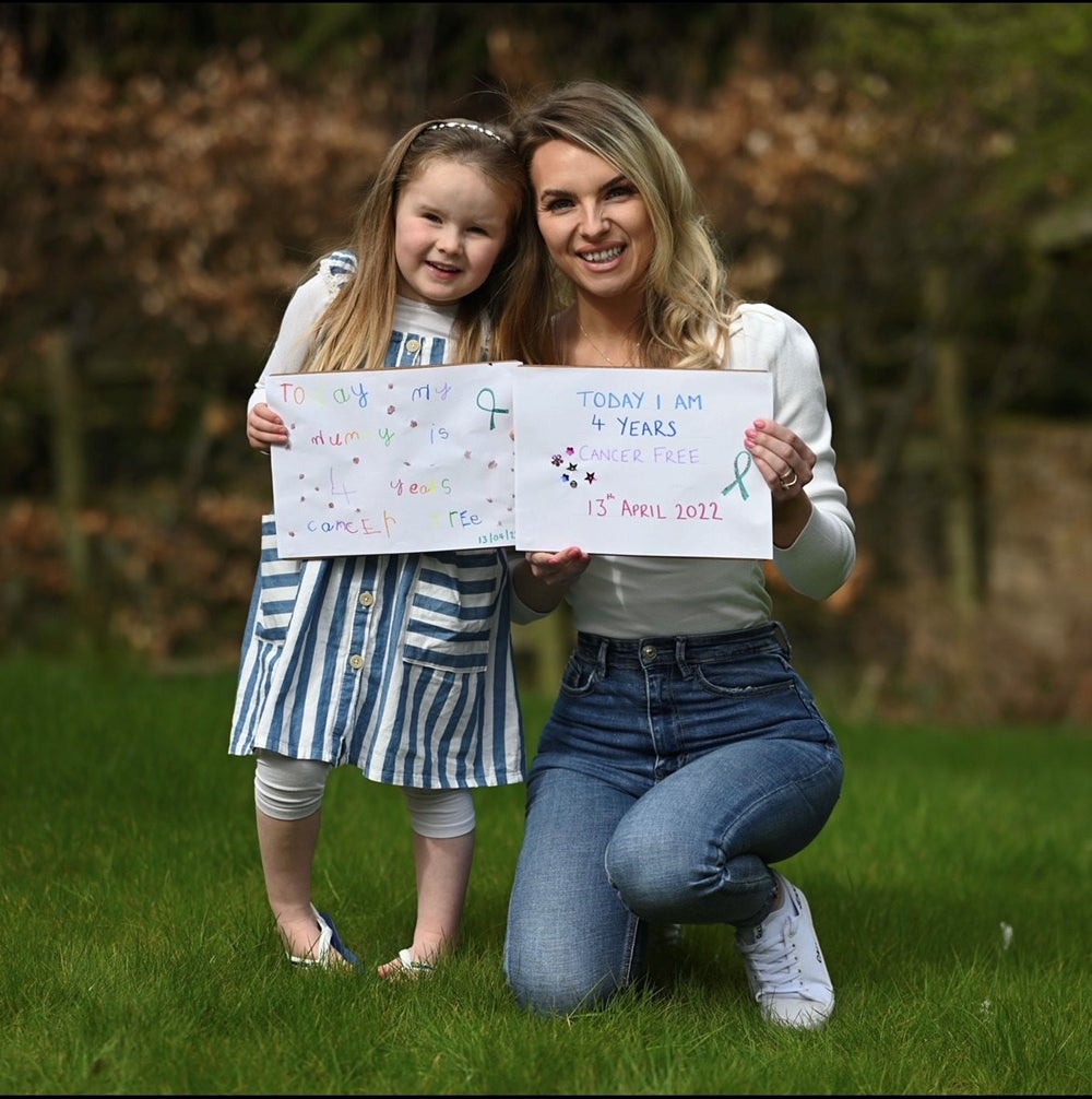 Sophie Davies cancer free with her daughter Evelyn, aged four (Collect/PA Real Life)