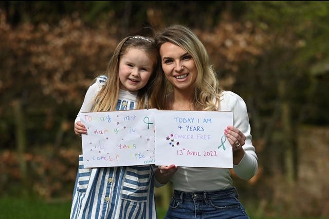 Sophie Davies cancer free with her daughter Evelyn, aged four (Collect/PA Real Life)