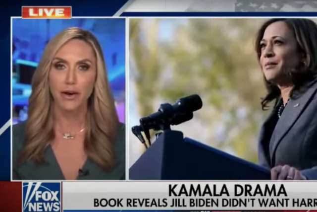 <p>Lara Trump commentates about Joe Biden selecting Kamala Harris as his running mate on the Fox News programme, The Big Sunday Show, on 24 April 2022.</p>