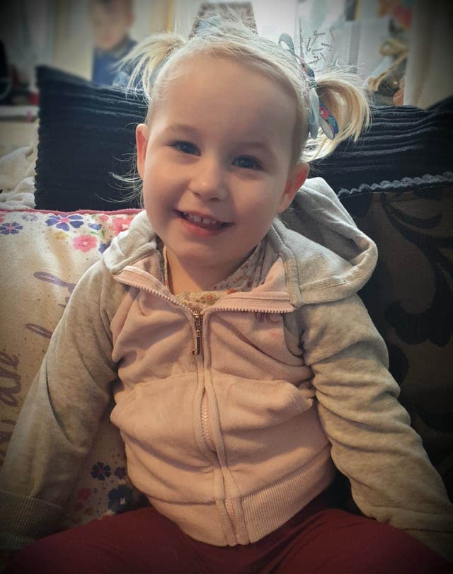 Two-year-old Lola James, from Haverfordwest, Pembrokeshire, died in hospital four days after officers were called to an address in the town (Dyfed-Powys Police/PA)