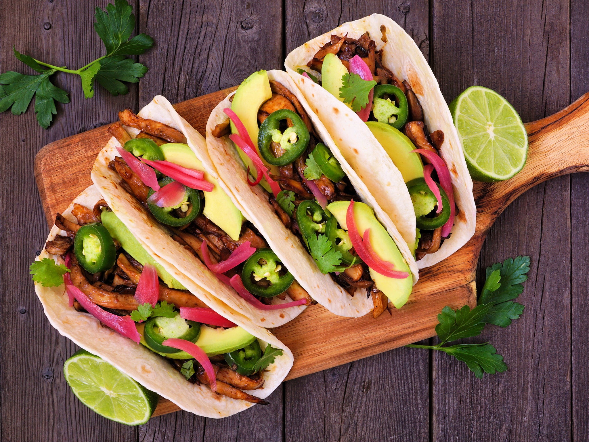 These quick tacos taste like pulled meat but they’re completely vegan