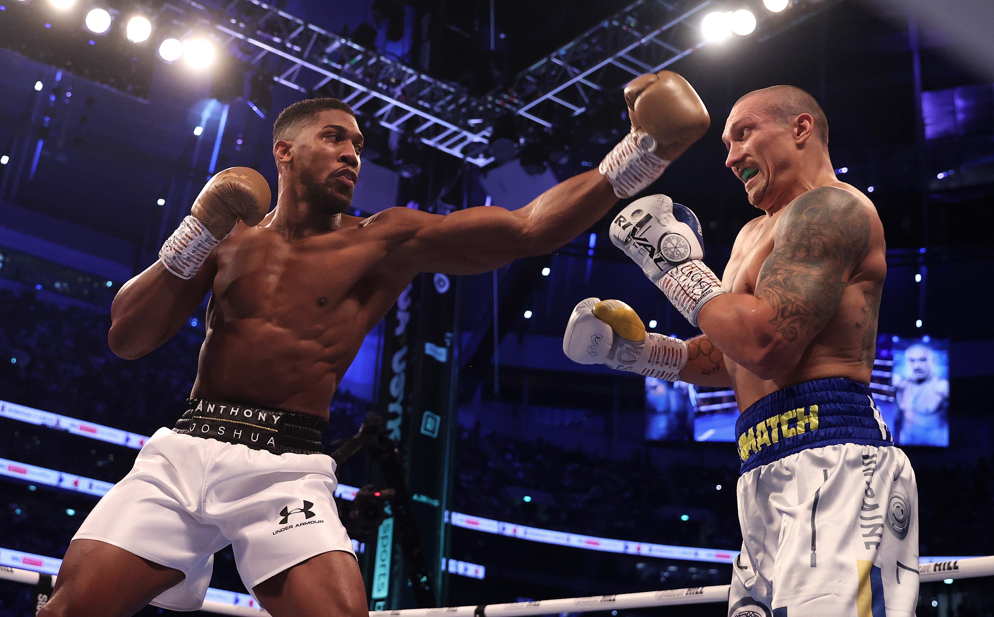 Anthony Joshua (left) is out to avenge his loss to Oleksandr Usyk