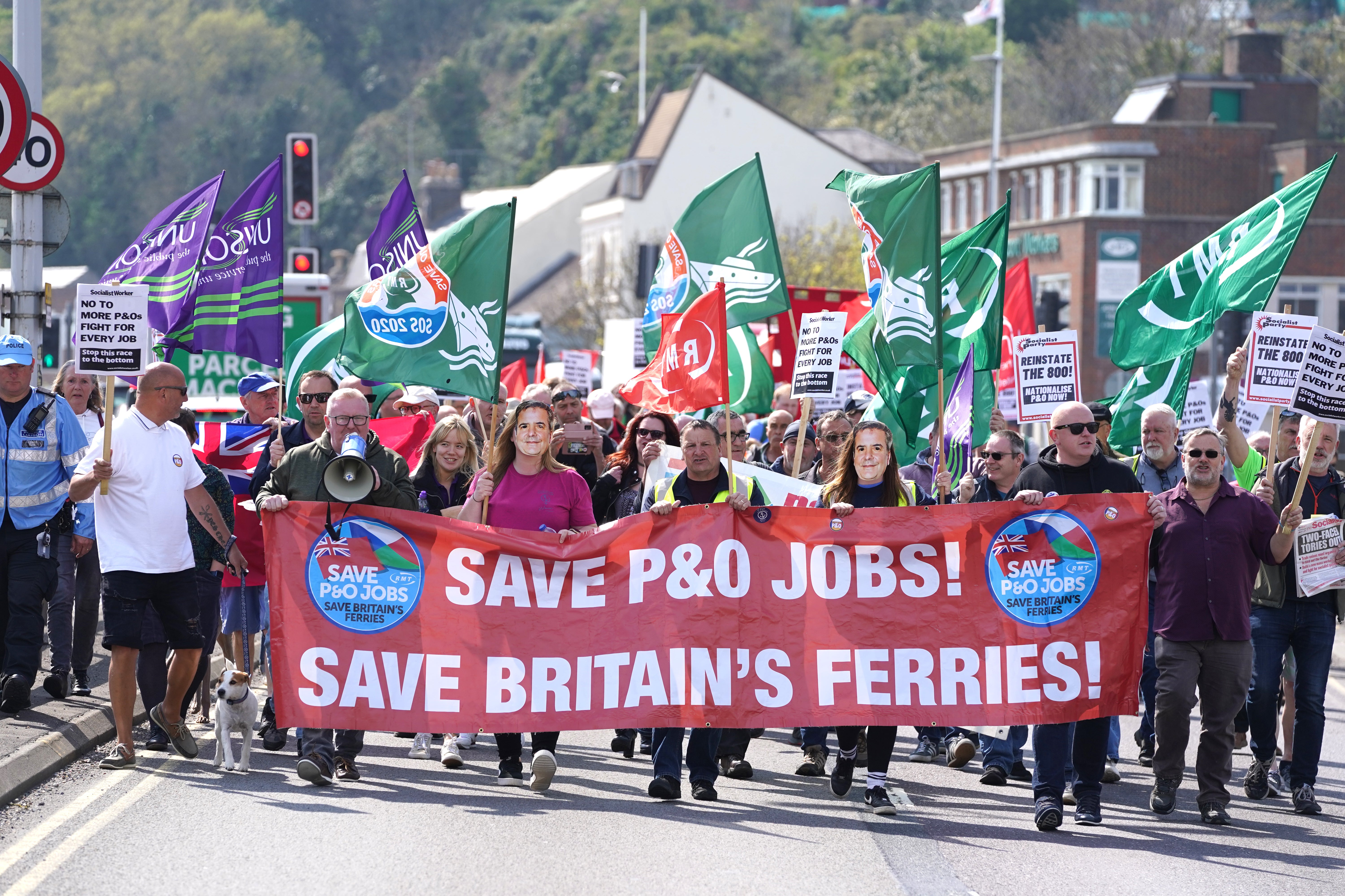 P&O Ferries staff have protested at their sacking by taped message (Gareth Fuller/PA)