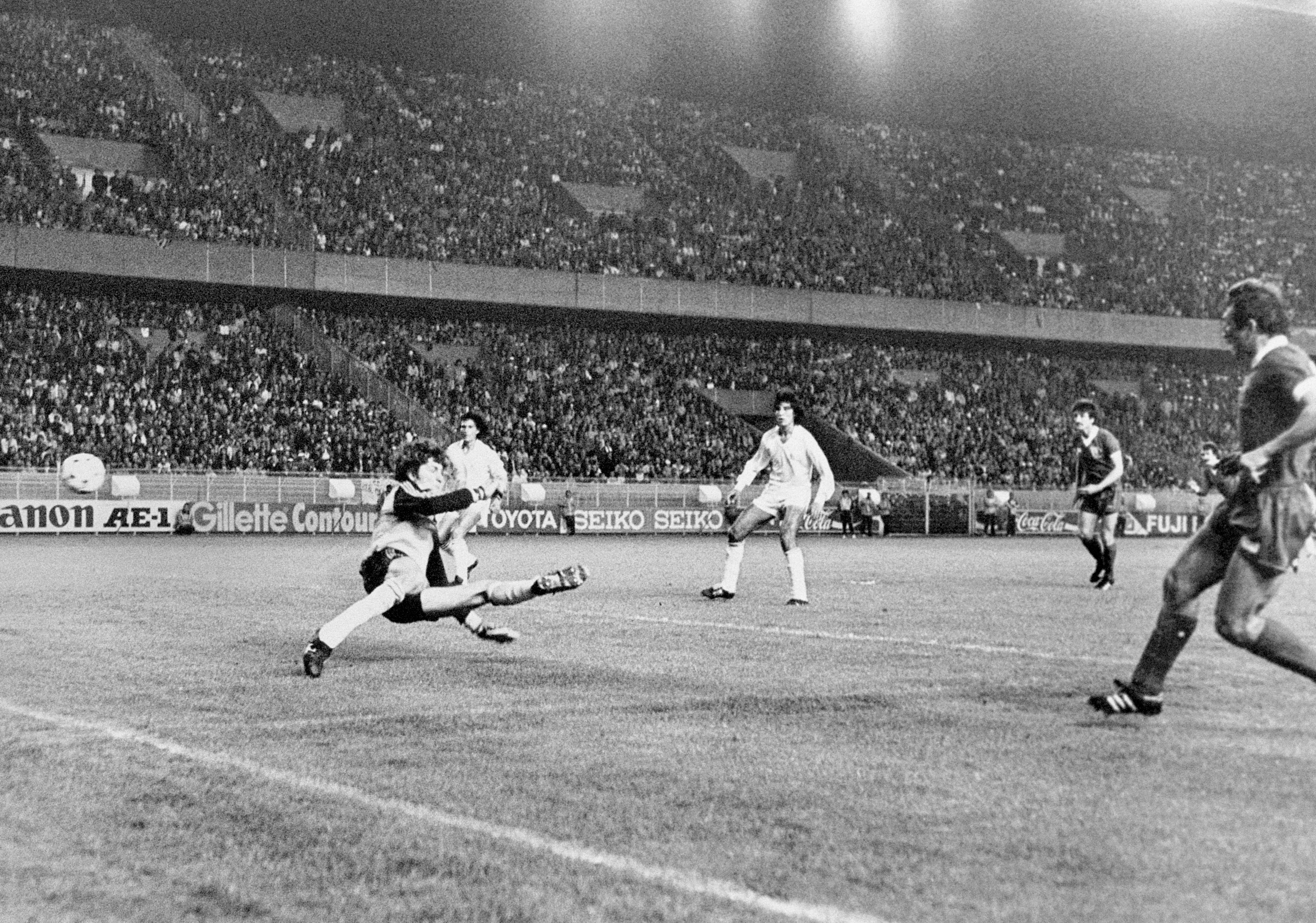 Liverpool’s Alan Kennedy scores the only goal during the 1981 European Cup against Real Madrid (PA Archive)