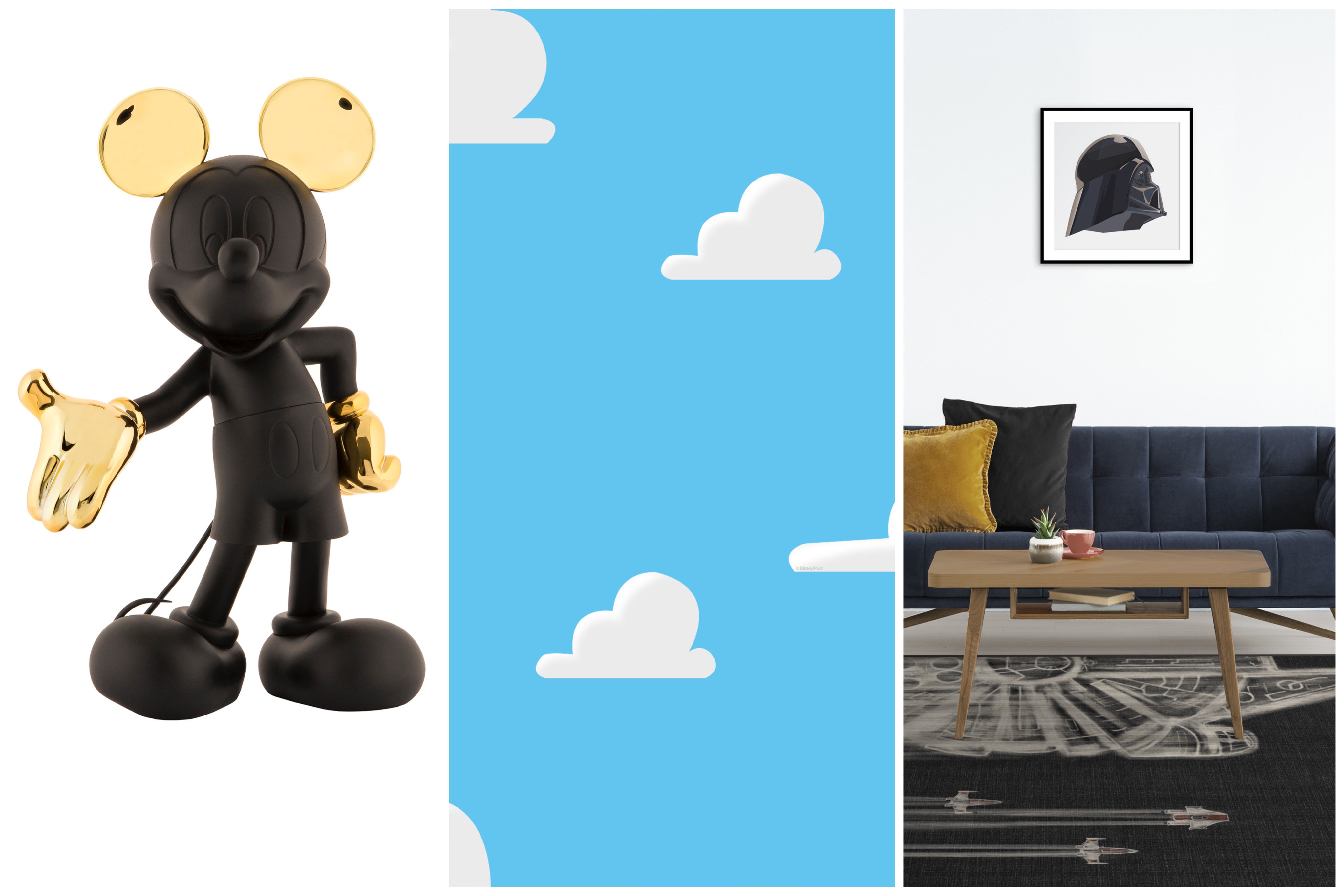 Mickey Mouse figurines, Toy Story themed wallpaper and Star Wars decor are some of the items available in the Disney Home collection.