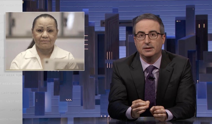 John Oliver speaking about Melissa Lucio’s case on his show