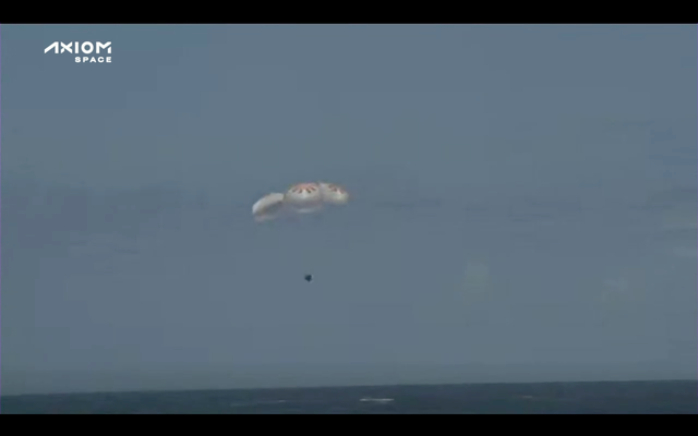 <p>The Axiom-1 mission crew return to Earth in a SpaceX Crew Dragon spacecraft</p>