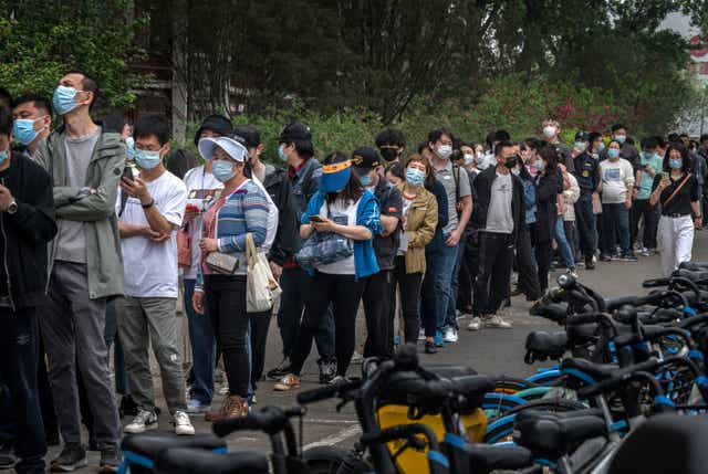 <p>Residents in Beijing line up for Covid tests amid fears of a total lockdown </p>