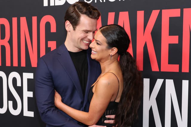 <p>Lea Michele and Jonathon Groff attend the premiere of ‘Spring Awakening: Those You Know’ at Florence Gould Hall in New York City  </p>