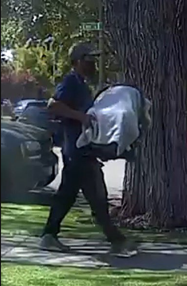 Police released a screenshot of the suspect wanted in relation to the abduction of a 3-month-old from his family home in San Jose. The male was captured on a surveillance camera and he allegedly left with the baby in a carrier that’s described as being black with a white blanket.
