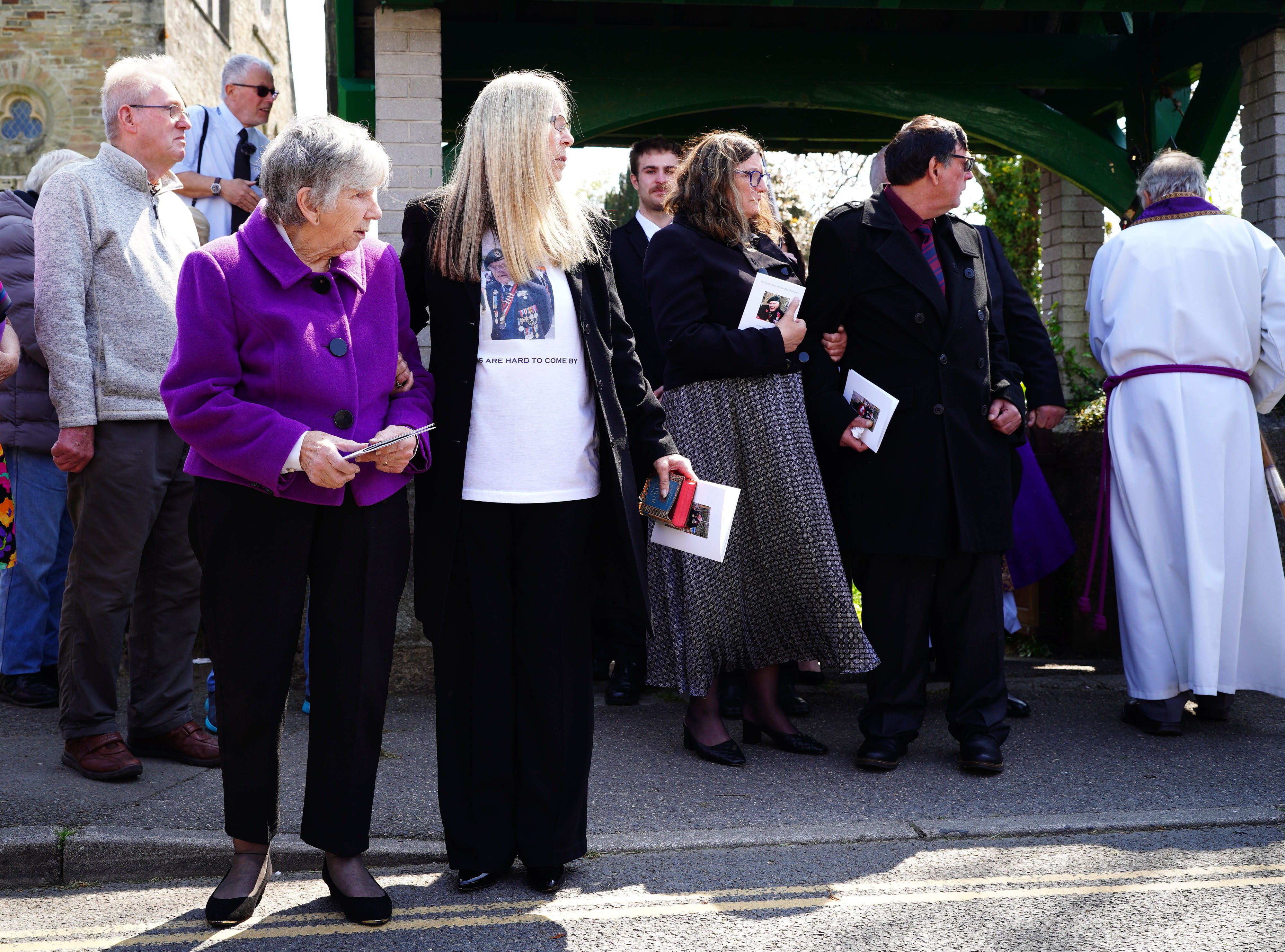 Mr Billinge’s family after for the funeral service for the 96-year-old (Ben Birchall/PA)