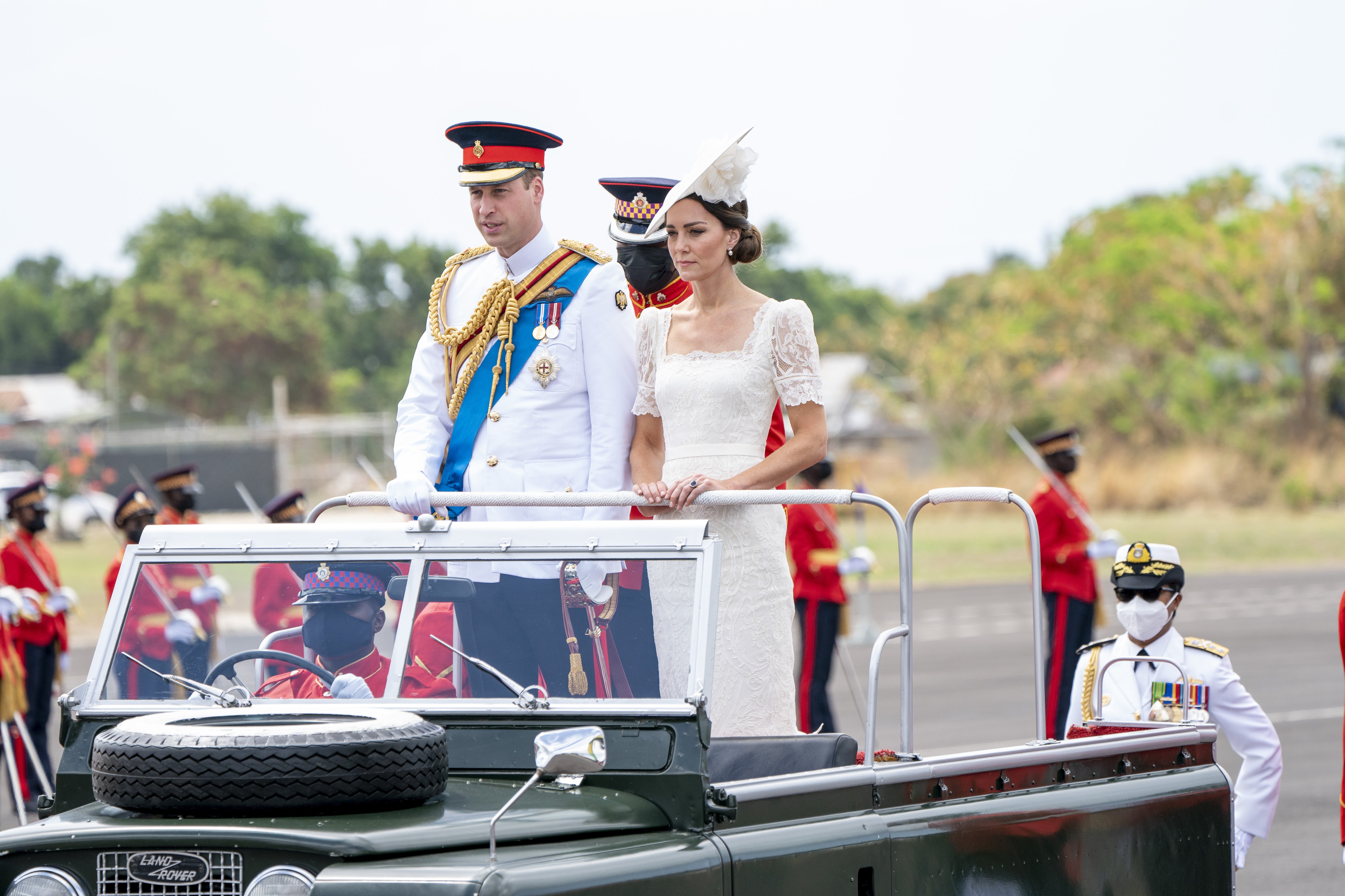 The Duke and Duchess of Cambridge in Kingston, Jamaica, on day six of their tour of the Caribbean on behalf of the Queen to mark her Platinum Jubilee(Jane Barlow/PA)