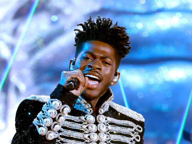 <p>Lil Nas X performs onstage during the 64th Annual Grammy Awards</p>