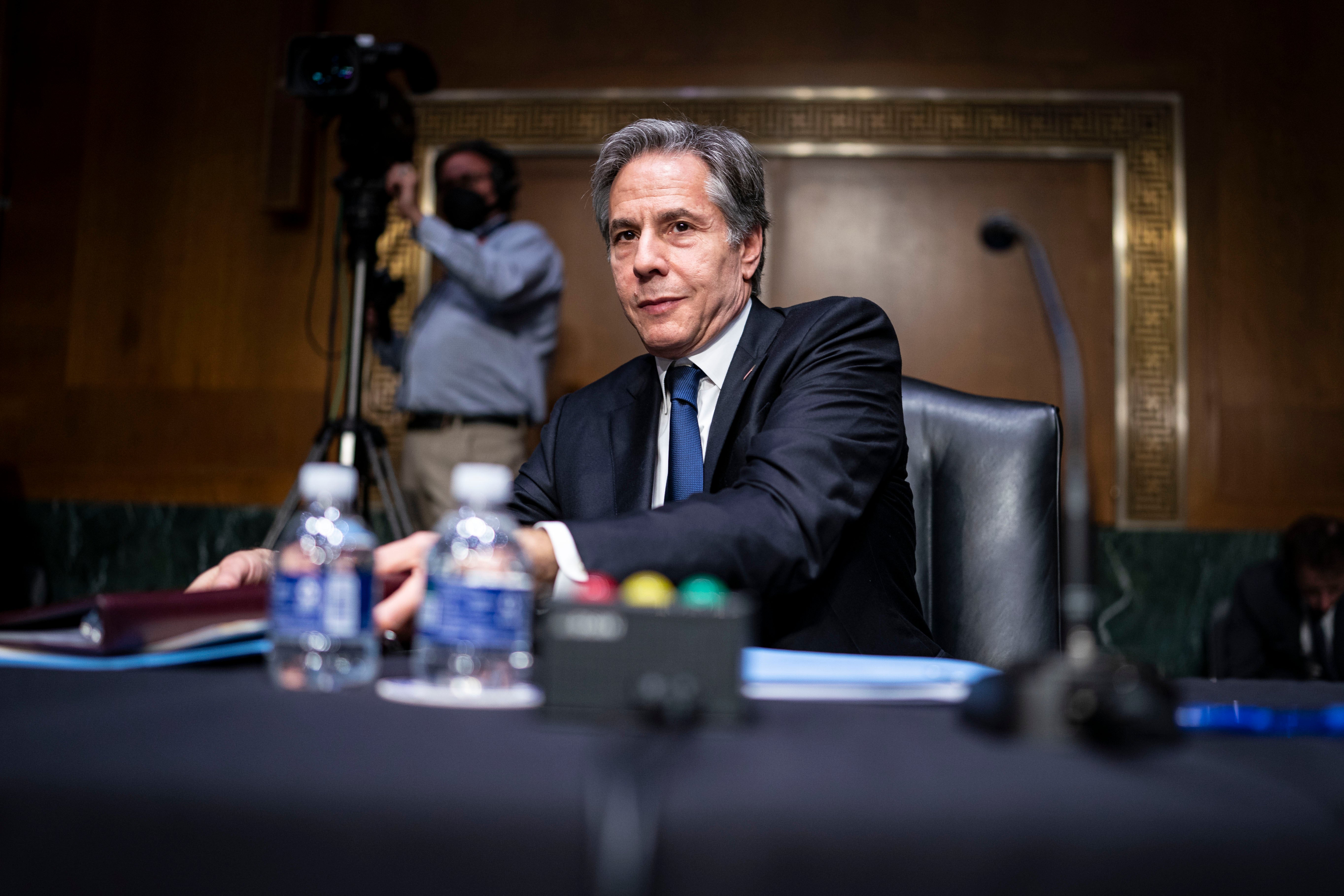 Secretary of State Antony Blinken testifies at a Senate hearing