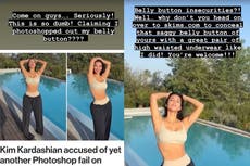 Kim Kardashian calls out ‘dumb’ photoshop claims after she’s accused of editing belly button