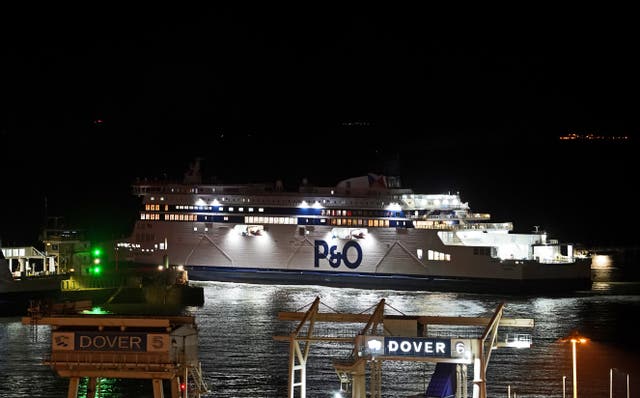 <p>File photo of a P&O ferry at Calais in northern France </p>