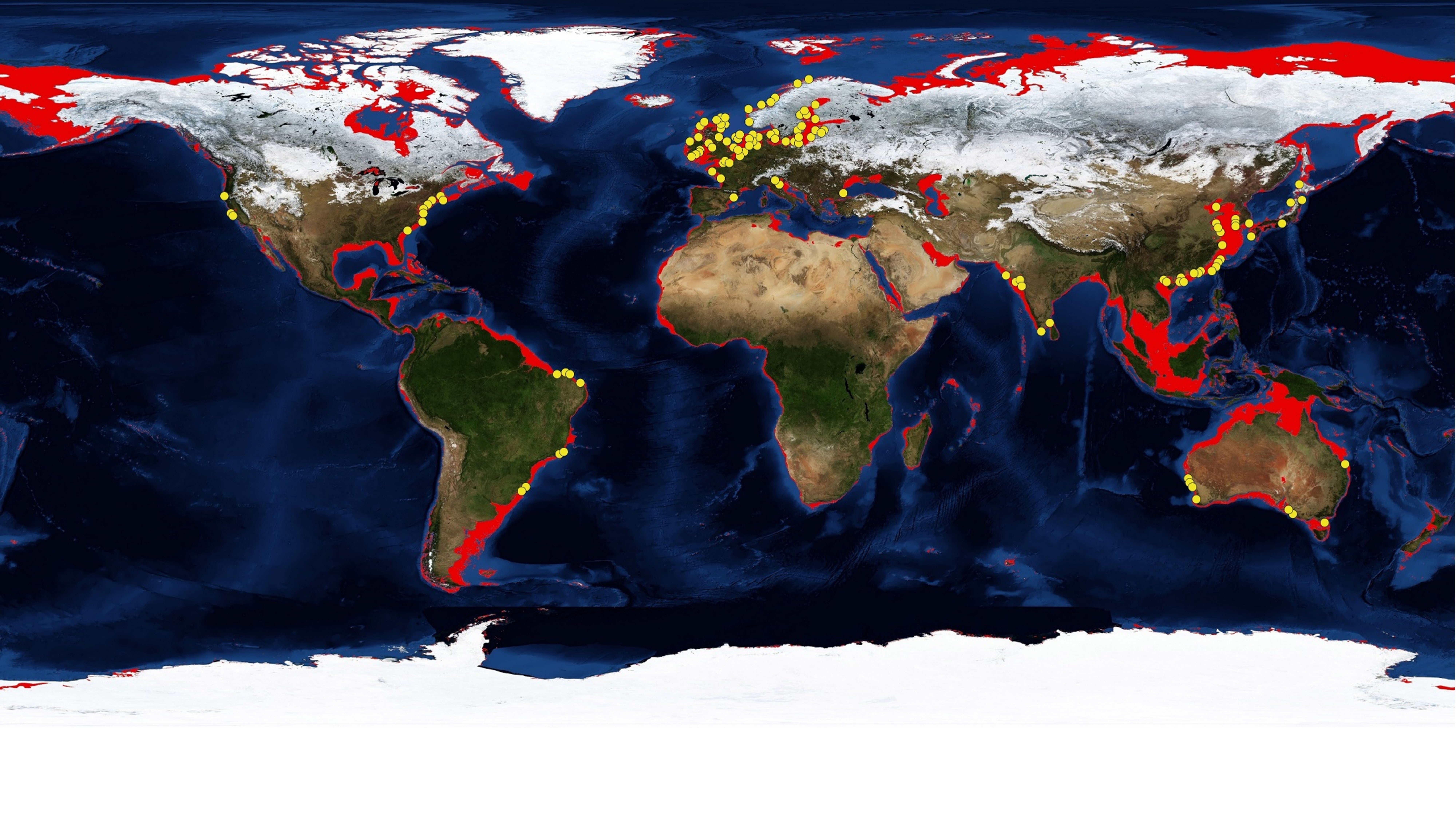 Threats to Mesolithic sites – yellow pins show areas to be developed for offshore wind farms