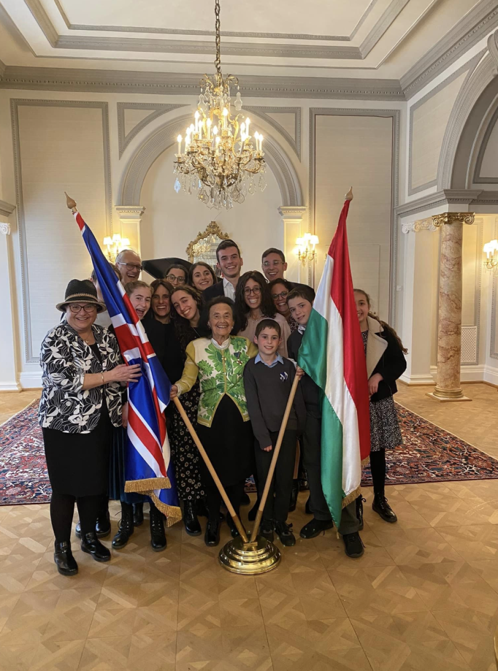 Lily Ebert, 98, was surrounded by her family as she was awarded the Knight’s Cross of the Hungarian Order of Merit on Tuesday for her work on educating people about the Holocaust (@DovForman/PA)