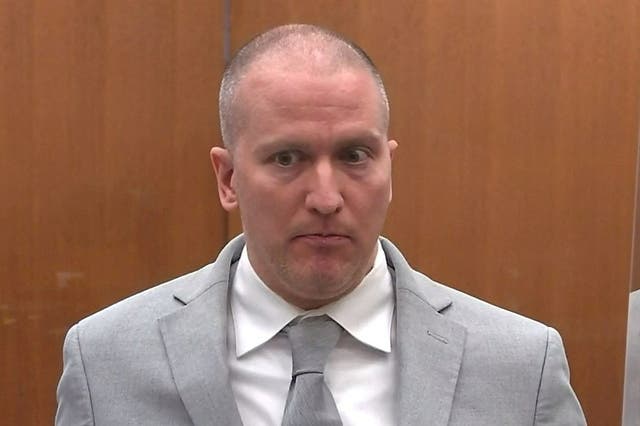 <p>Former Minneapolis police officer Derek Chauvin at his sentencing in May 2021 </p>