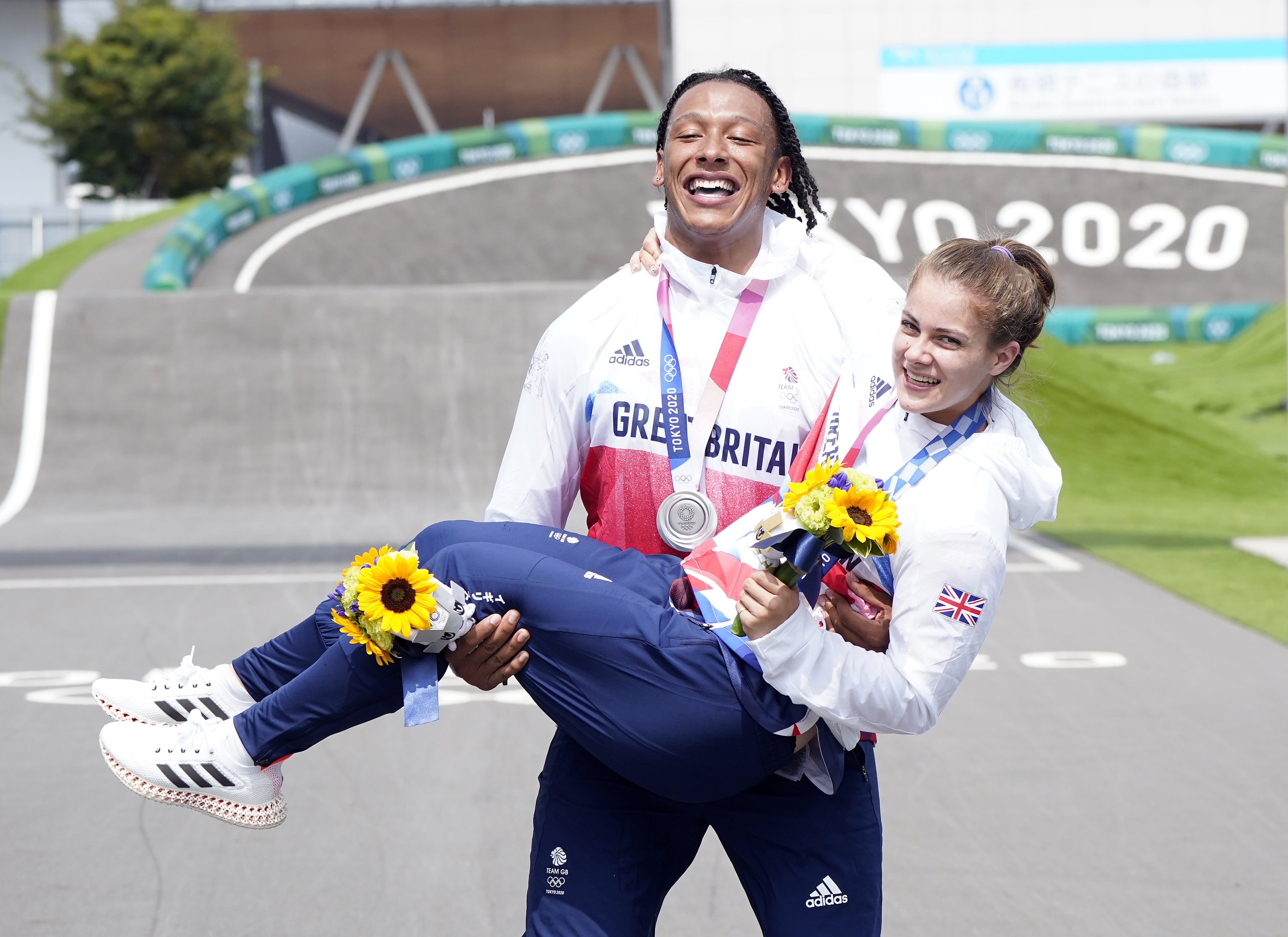 Shriever was held aloft by team-mate Kye Whyte after their success in Tokyo (Danny Lawson/PA)