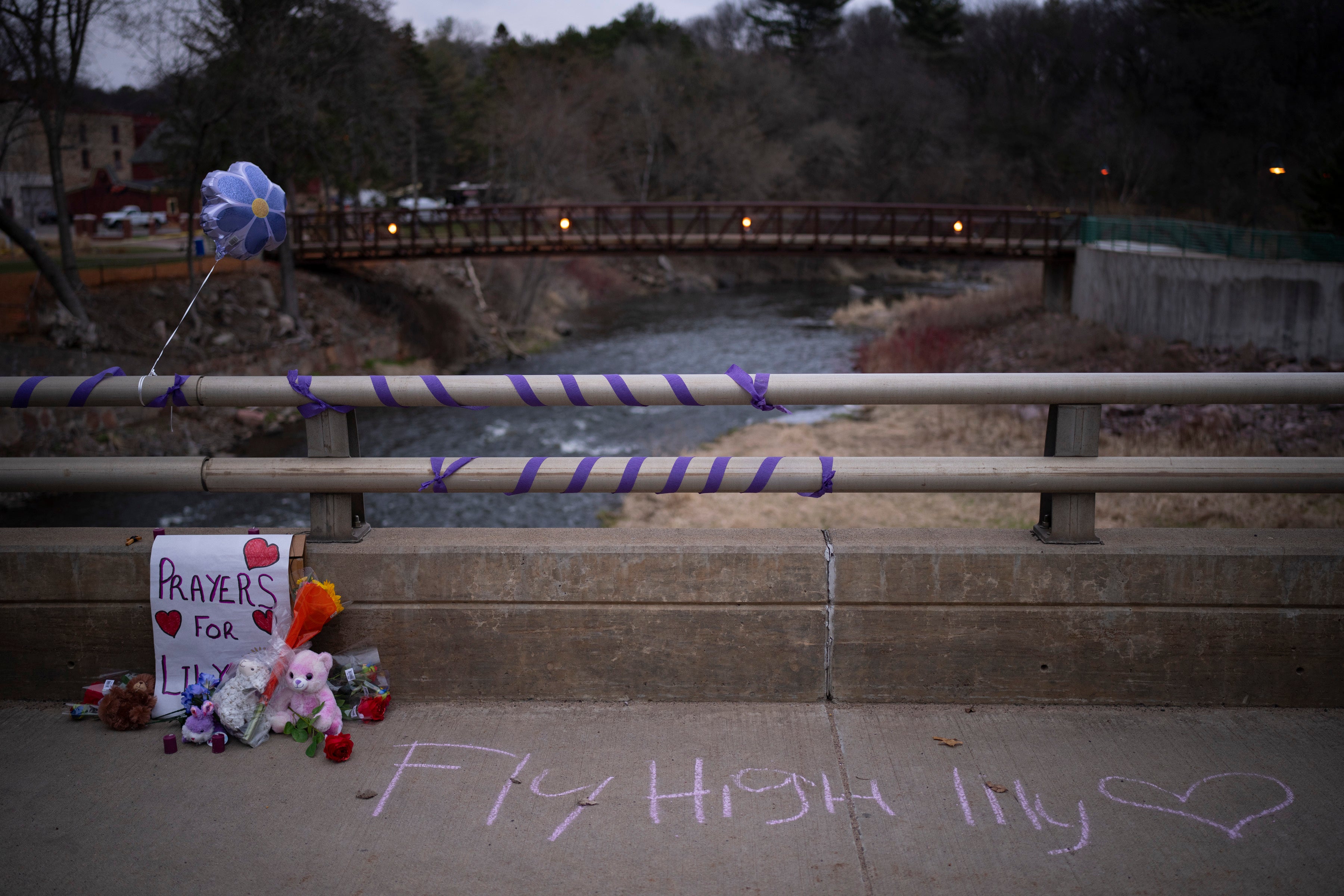 A memorial along Jefferson Avenue on Monday evening close to where Lily’s body was found