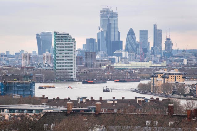 General view of the City from Greenwich Park, south London. London stocks closed higher on Wednesday (Victoria Jones/PA)