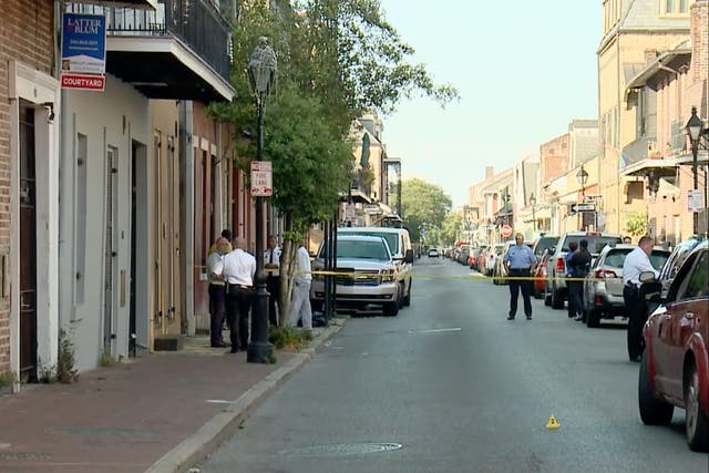 <p>Police at a property in New Orleans where a girl was fatally shot</p>