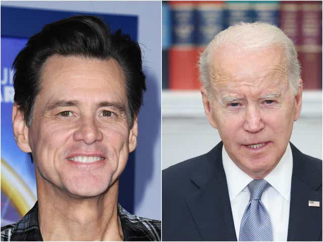 <p>Jim Carrey and Joe Biden</p>