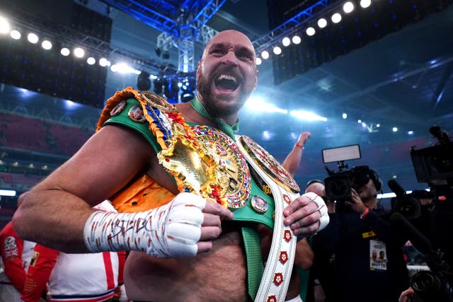 <p>Tyson Fury tras su victoria sobre Dillian Whyte en Wembley el sábado</p>