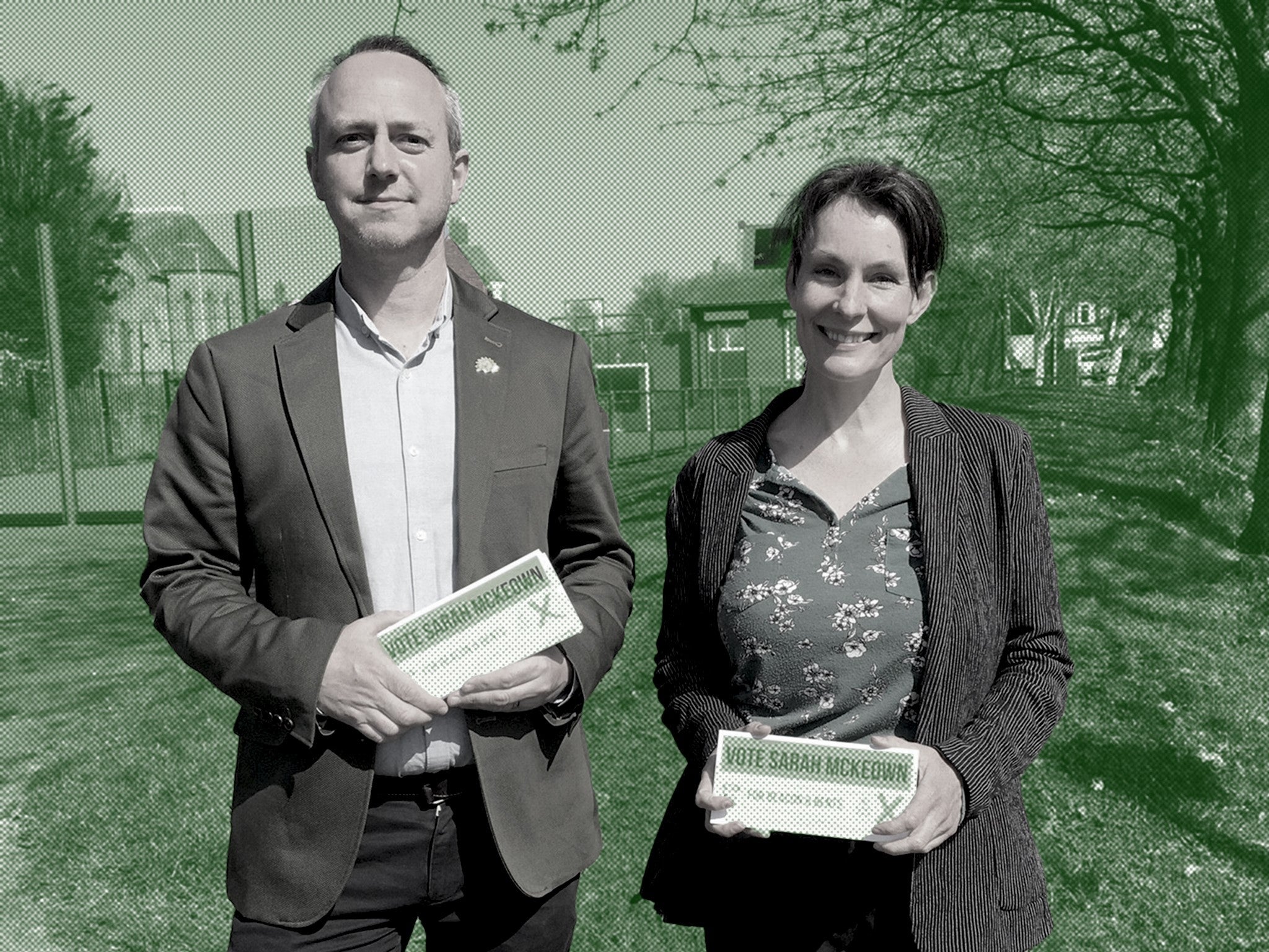 Councillor David Francis and his fellow Green Party candidate in South Shields, Sarah McKeown