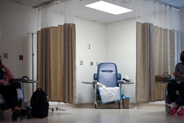 <p>Two women from Texas talk to each other about their travel to Oklahoma as they wait in the recovery room following their abortions at the Trust Women clinic</p>