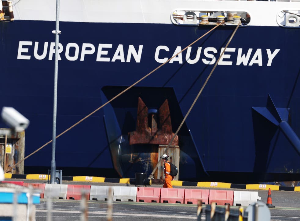 The P&O Ferries vessel European Causeway, which went adrift in the Irish Sea, has been cleared to sail again (Liam McBurney/PA)