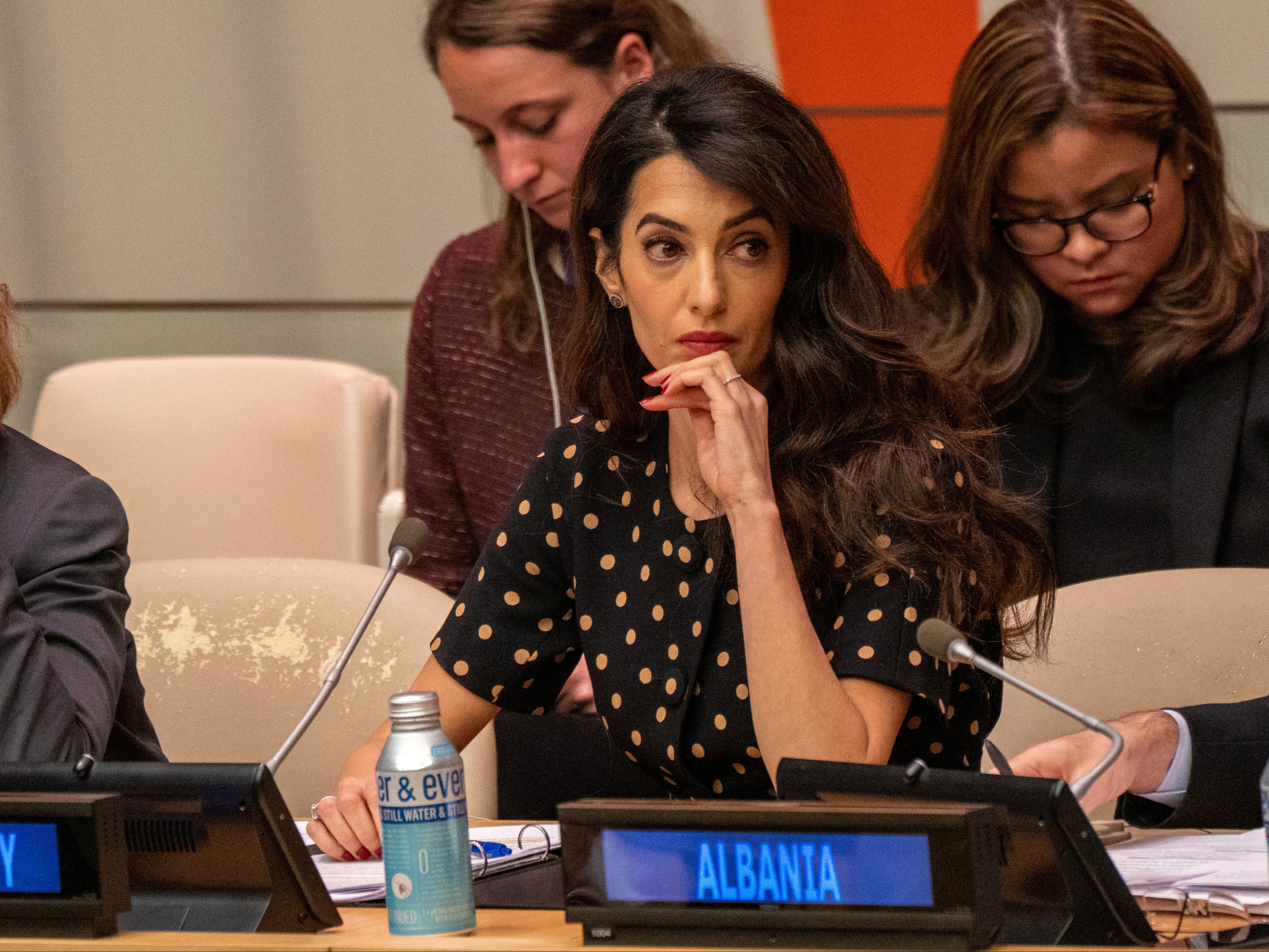 Human rights lawyer Amal Clooney attends an informal meeting of the UN Security Council amid Russia’s invasion of Ukraine