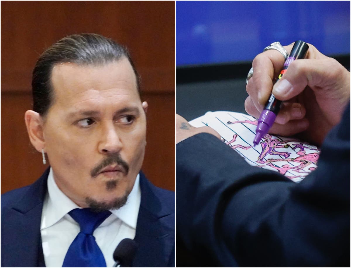 Footage of Johnny Depp showing a doodle to his lawyer during trial goes viral