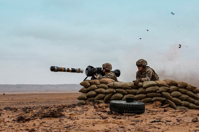 The UK has sent Ukraine thousands of NLAW anti-tank missiles, seen being fired during training (Ministry of Defence handout/PA)