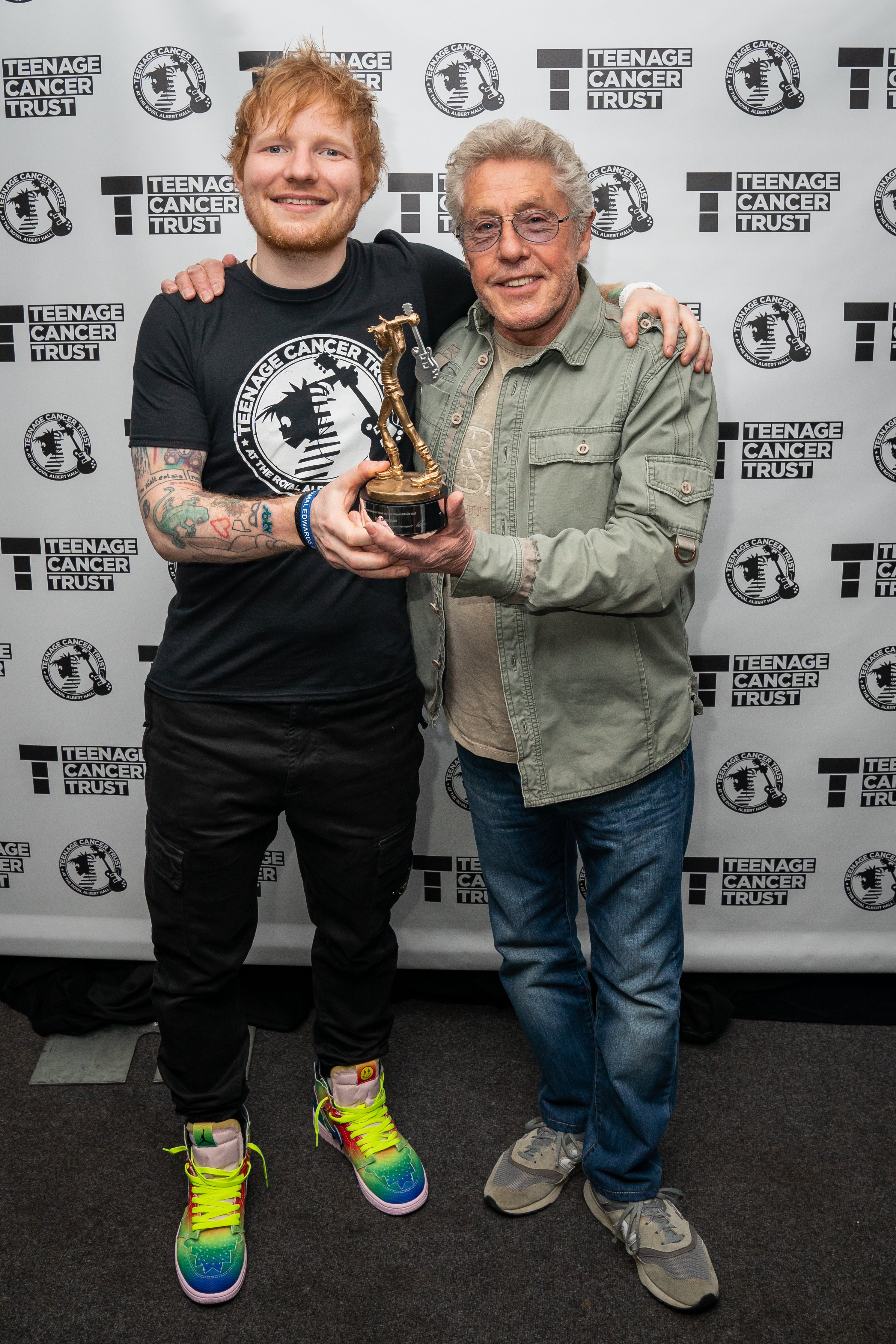 Daltrey with Ed Sheeran at a Teenage Cancer Trust event