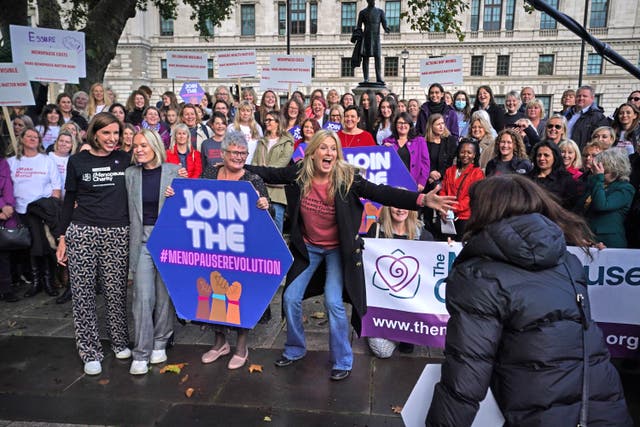 Protests outside the Houses of Parliament over HRT (PA)
