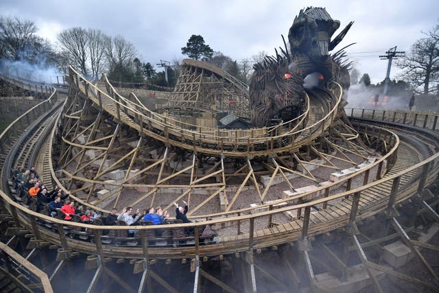 <p>Chasing a thrill: Visitors at Alton Towers </p>