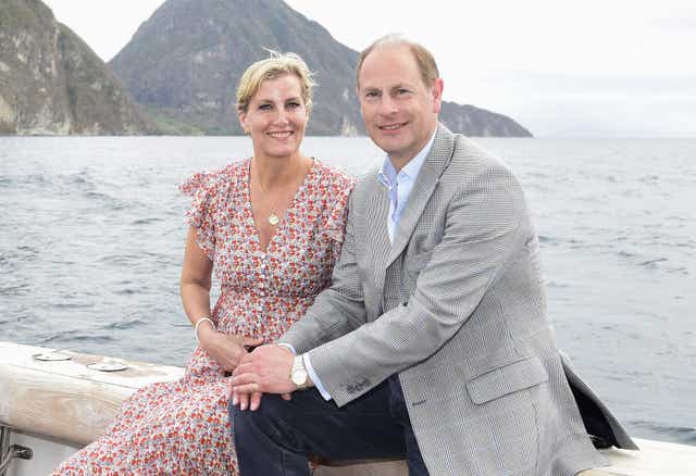 The Earl and Countess of Wessex depart Soufriere, Saint Lucia by boat (Stuart C. Wilson/PA)