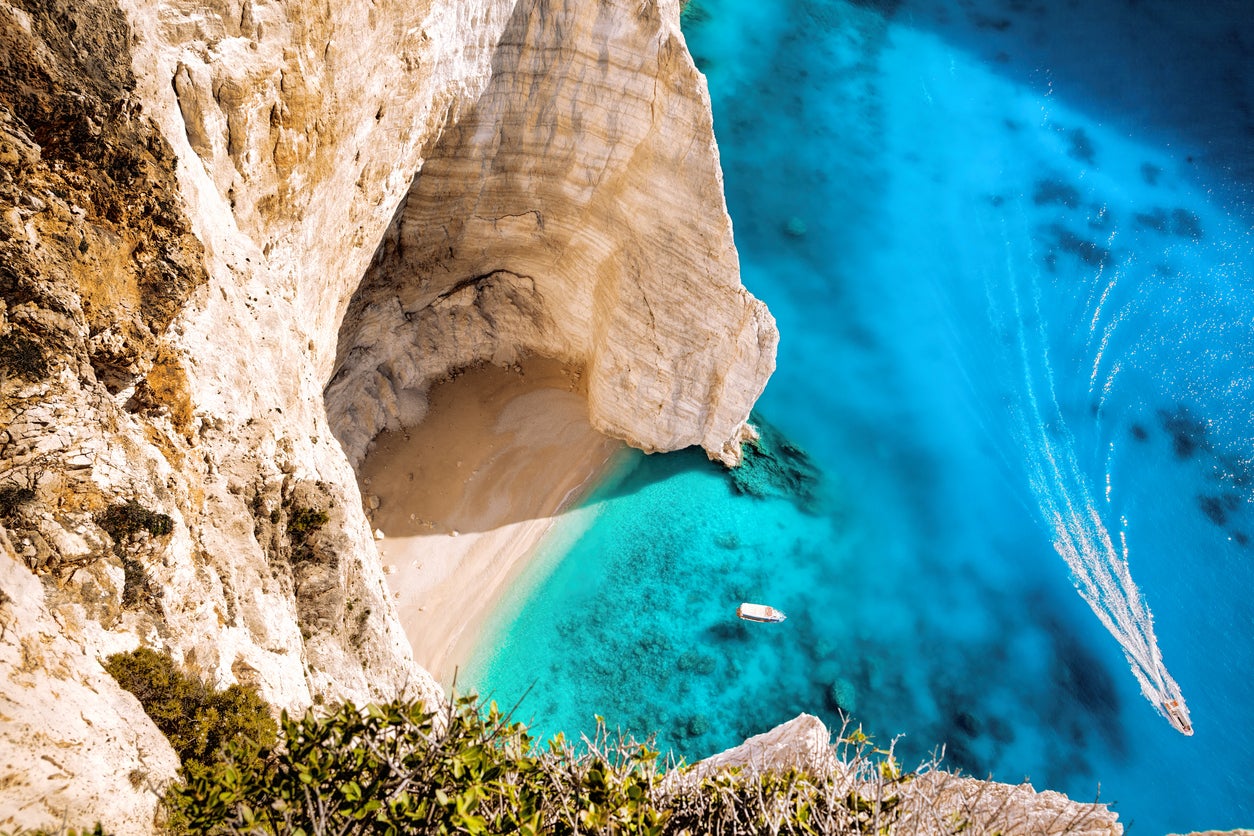 One of the spectacular beaches on Zakynthos, Greece