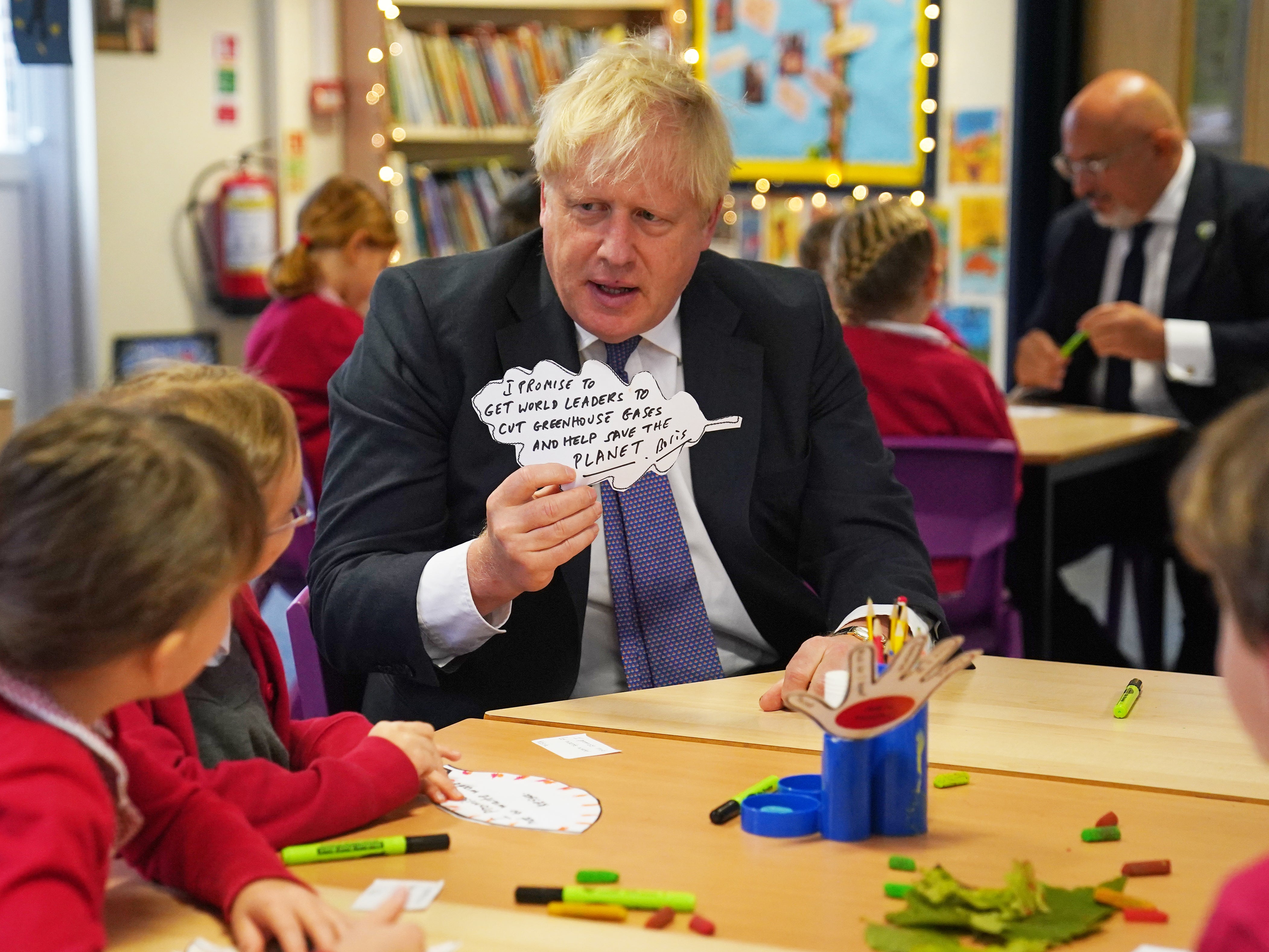 Boris Johnson during trip to school in Bristol in October