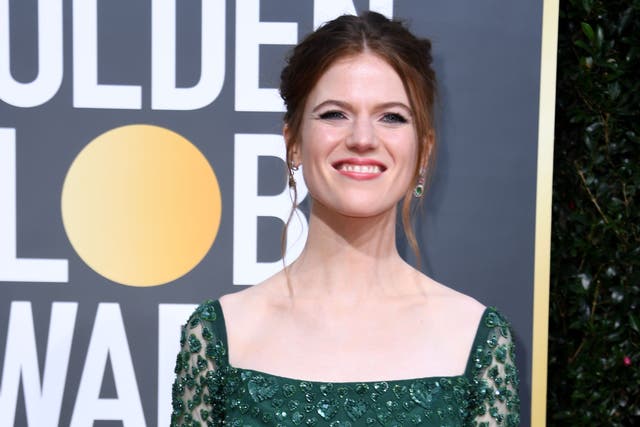 <p>Actress Rose Leslie arrives for the 77th annual Golden Globe Awards on January 5, 2020, at The Beverly Hilton hotel</p>