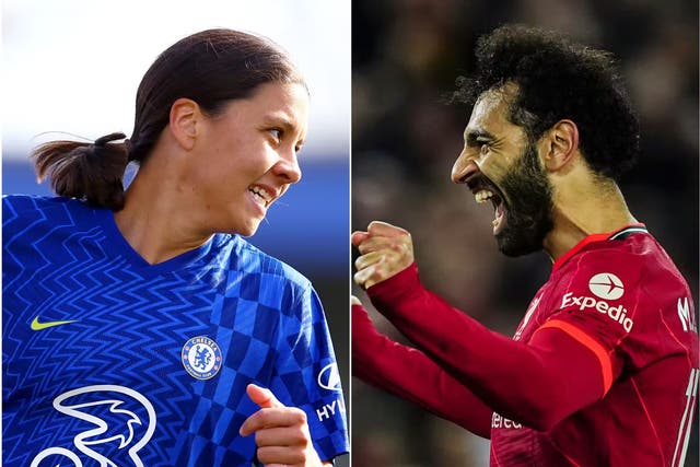 Sam Kerr and Mohamed Salah are set to receive their awards at the Footballer of the Year dinner in London on May 5 (Jacques Feeney/Mike Egerton/PA)
