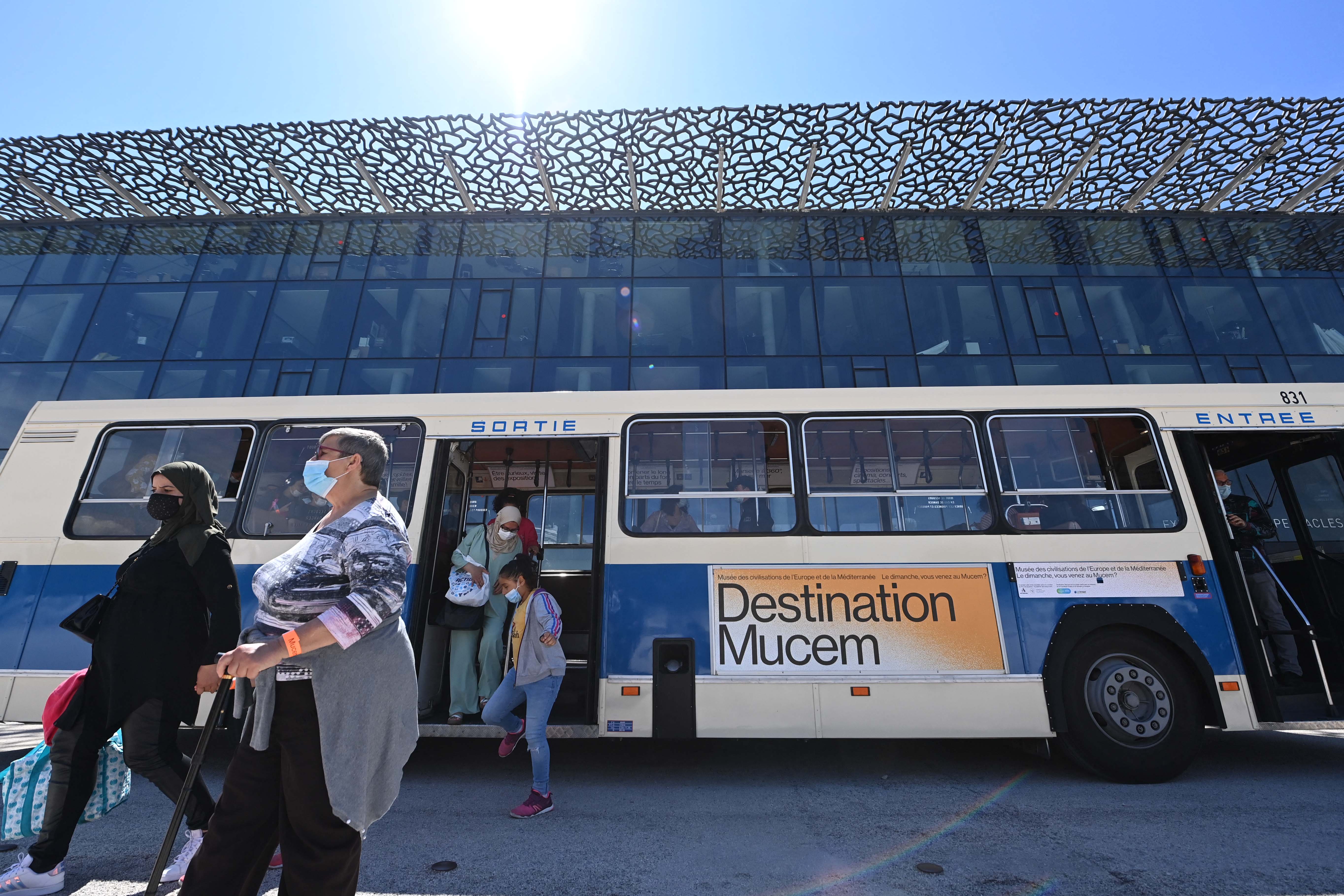 Special buses move people from the impoverished northern neighbourhoods in Marseille