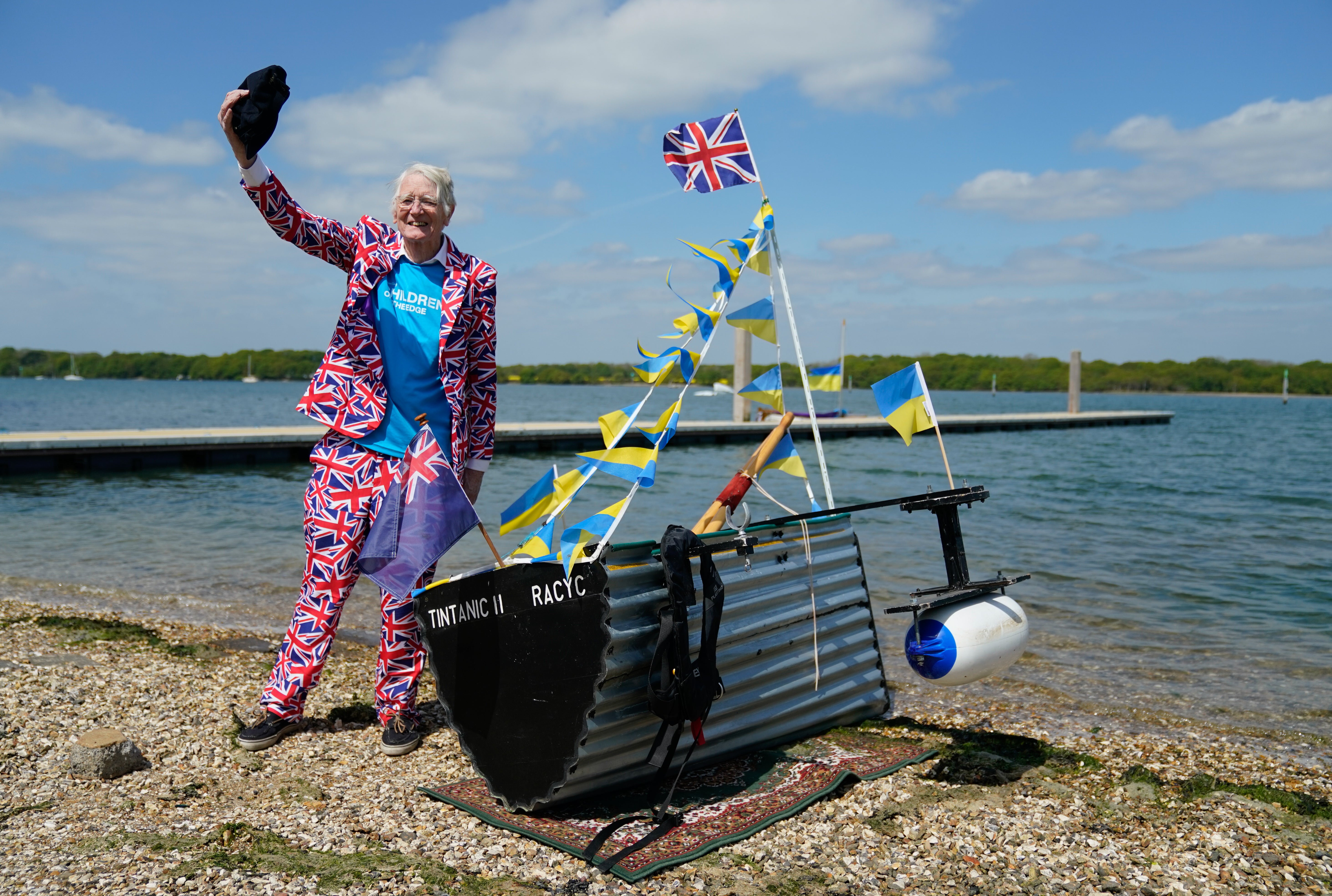 Michael Stanley 81, known as ‘Major Mick’, takes off his cap as he launches his new Tintanic charity challenge (PA)